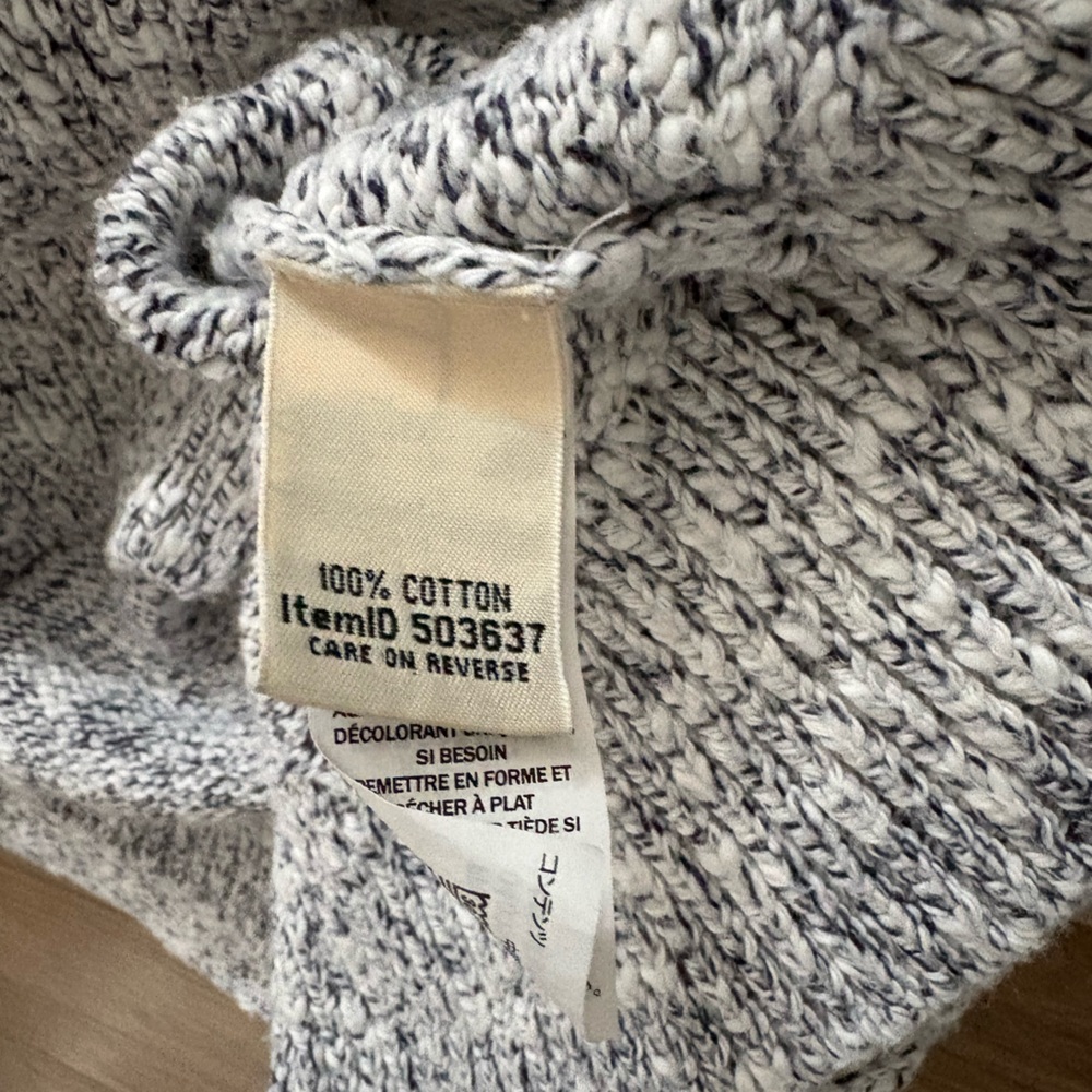 L.L. Bean Women's Marled Blue and White Cotton Cardigan - Picture 4 of 5